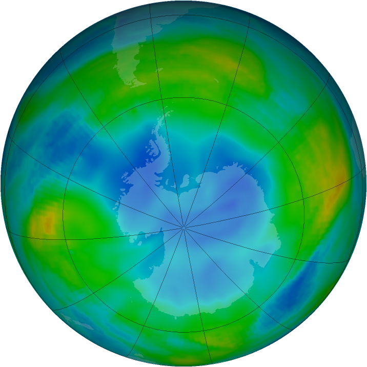 Antarctic ozone map for 10 June 1987